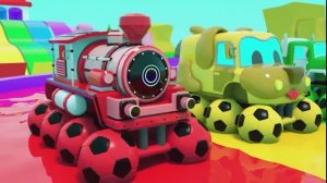 Колеса на автобусе - Машинки с футбольным мячом - Колеса в бассейне - Детские стишки и песенки