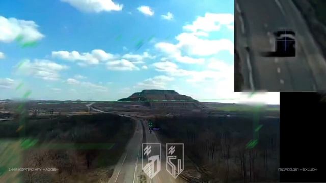 Работа дронов-камикадзе «Hornet»/«Марсианин» противника по логистике ВС РФ под Донецком.