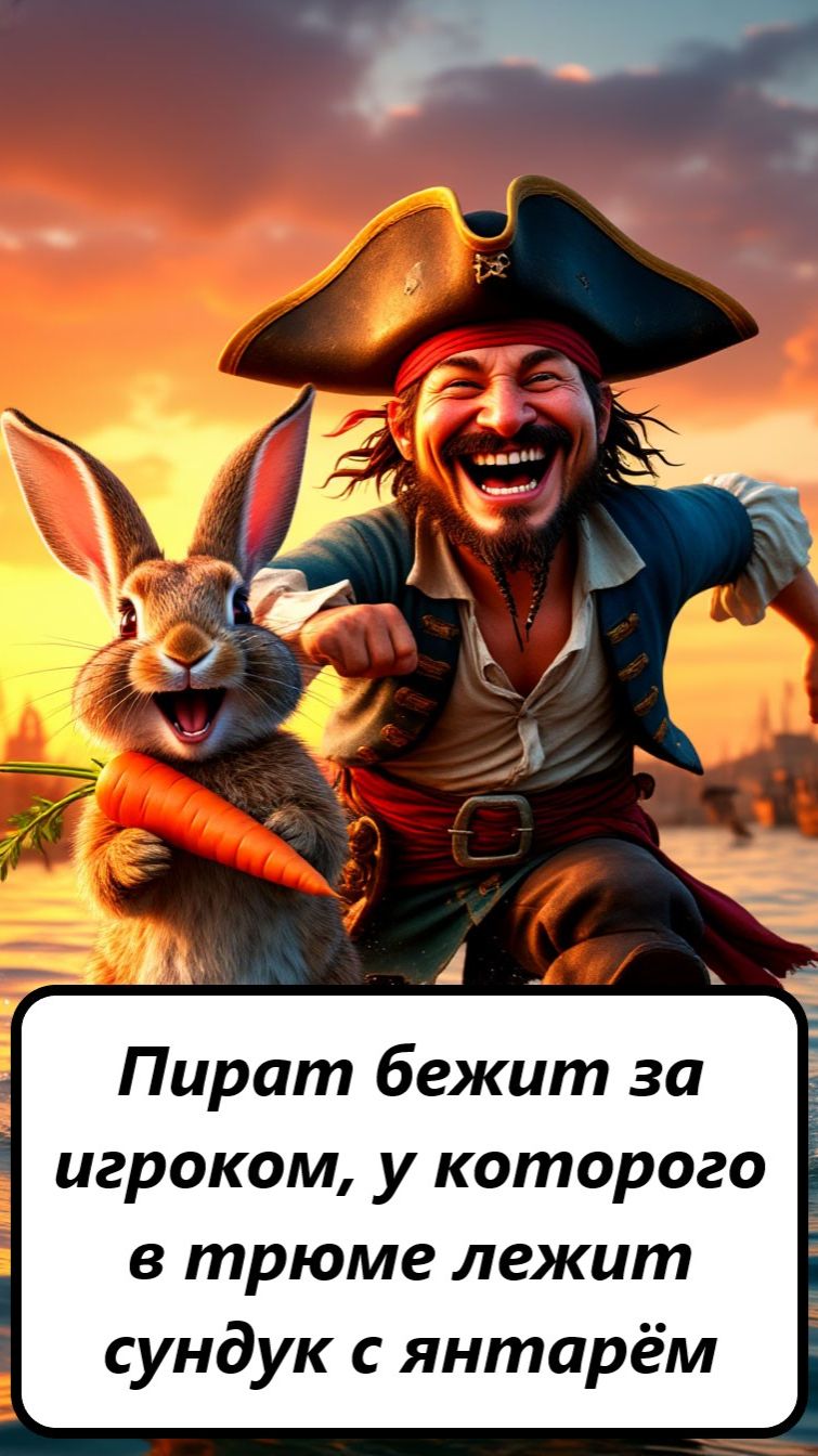 World Of Sea Battle Пират бежит за игроком, у которого в трюме лежит сундук с янтарём