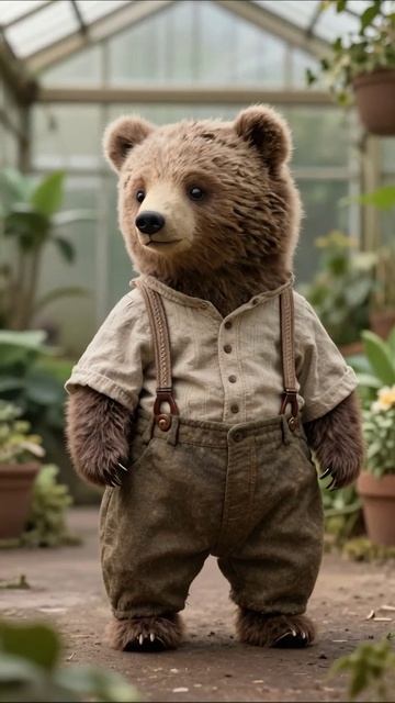 Милый медвежонок в саду #медведь #животные #приключения