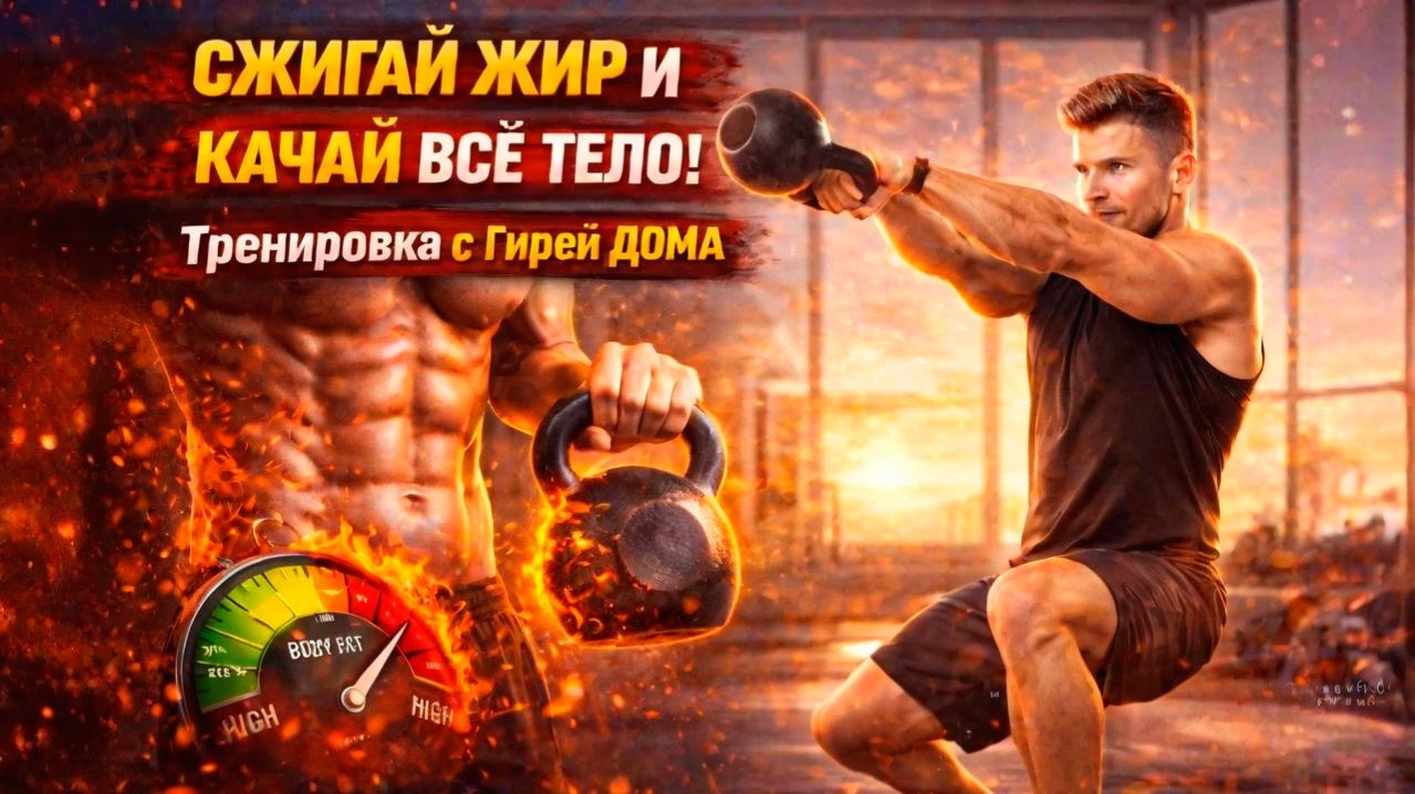 🔥 СЖИГАЙ ЖИР И КАЧАЙ ВСЁ ТЕЛО! Тренировка с Гирей ДОМА