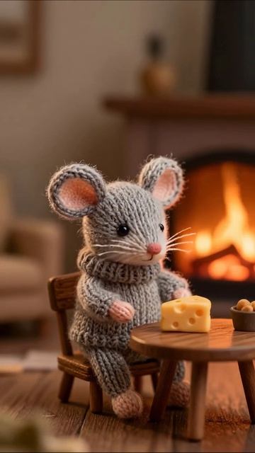 Уютный вечер с игрушечной мышкой и сыром игрушки уют рукоделие