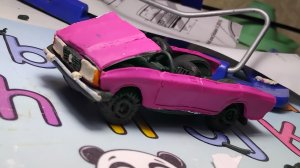 ваз 2107 из пластилина ,малинная лада