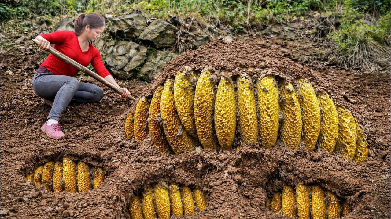 Собираем урожай с десятков ульев... а потом жарим пчелиных личинок!