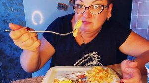 Картофельные оладьи,салат из капусты/Простая еда самая вкусная👍/Мукбанг( архив)