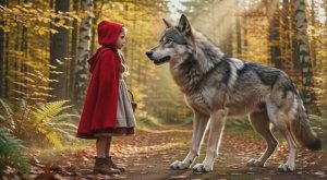 Красная шапочка и Серый волк бегут наперегонки