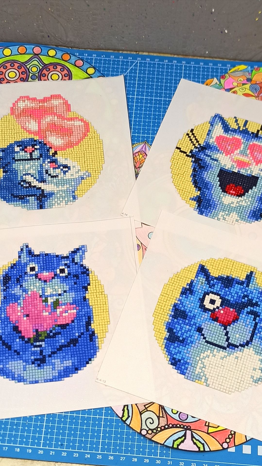 14 Синие коты алмазная мозаика.