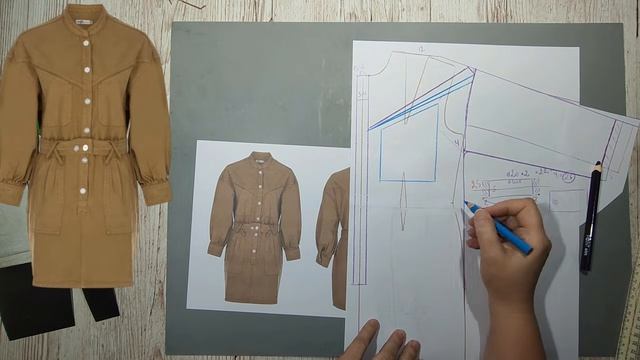 Моделирование. Платье 80-х на современный лад. Выкройка  2034.