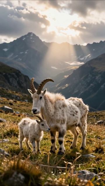 Мама и детеныш: волшебные моменты в горах дикаяприрода горы животные