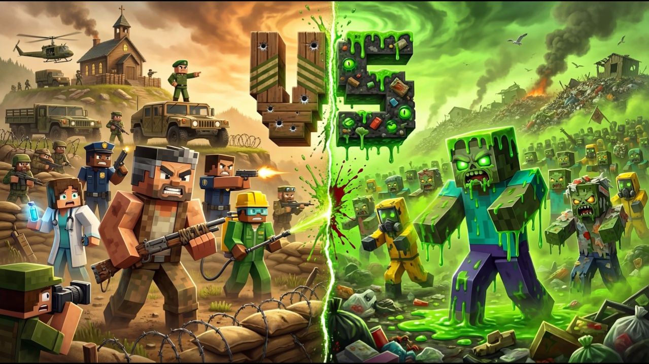 Последняя битва человечества: люди против орды зомби Майнкрафт