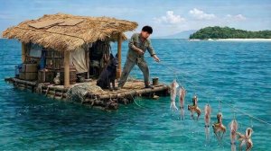 Последний день выживания на плоту из мусора / Ловля осьминогов и кальмаров салат из сырых кальмаров