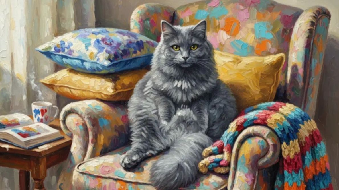 Антистресс раскраска. Котик в пледе.