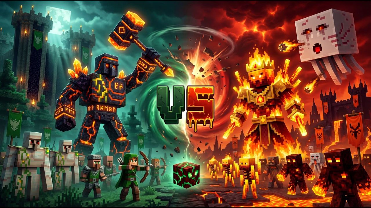 Война двух королевств: лёд против пламени Майнкрафт