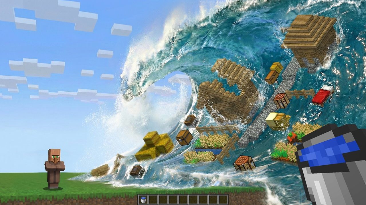 Реалистичное Гигантское ЦУНАМИ Против Маленькой Деревни Что же произойдет?