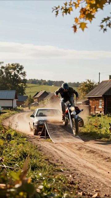 Прокат на мотоцикле: прыжки через машину мотоцикл экстрим прыжки