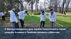 К Международному дню охраны памятников в парке усадьбы Асеевых в Тамбове провели субботник