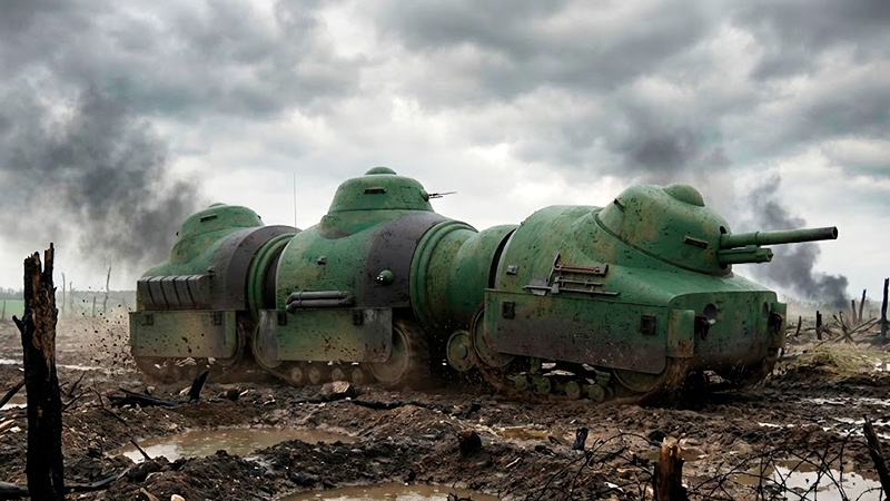 «Танковый поезд» (Train D’Assaut) — проект инженера Виктора-Бартелеми Жаке («штурмовой поезд»).