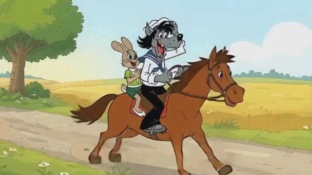 Ну погоди! Заец и Волк едут на лошади и песни поют