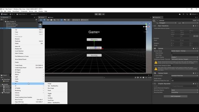 Настройка меню пользователя в Unity