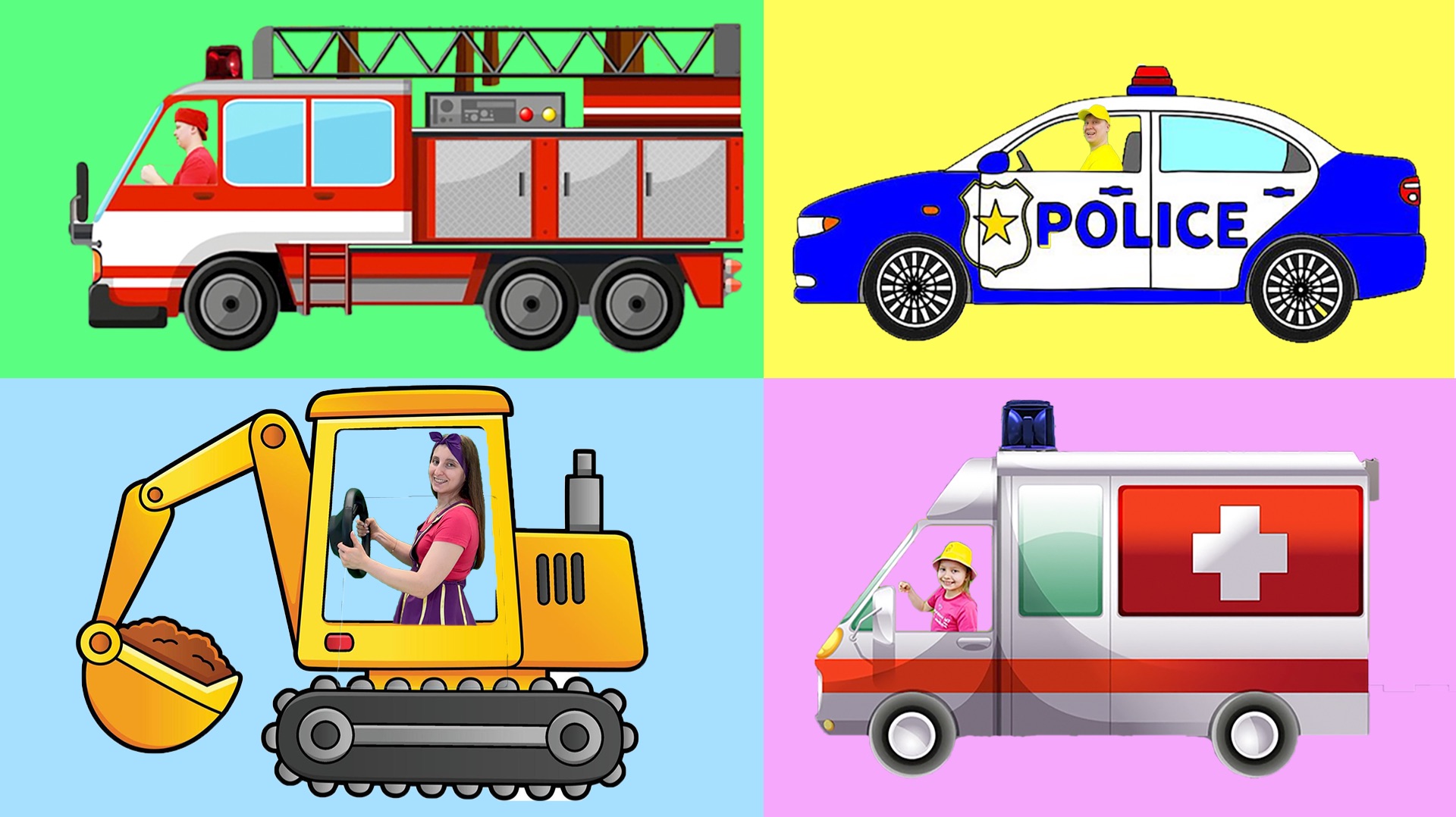 Синий трактор и машинки помощники 🚑🚒🚔 Детская песенка