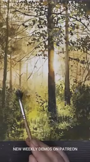 Как нарисовать акварелью осенний лес