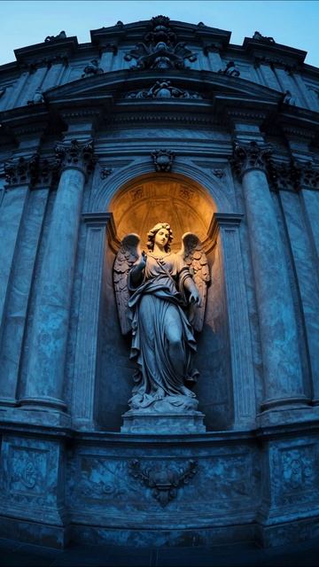 Вечерний ангел: красота скульптуры архитектура искусство артефакт