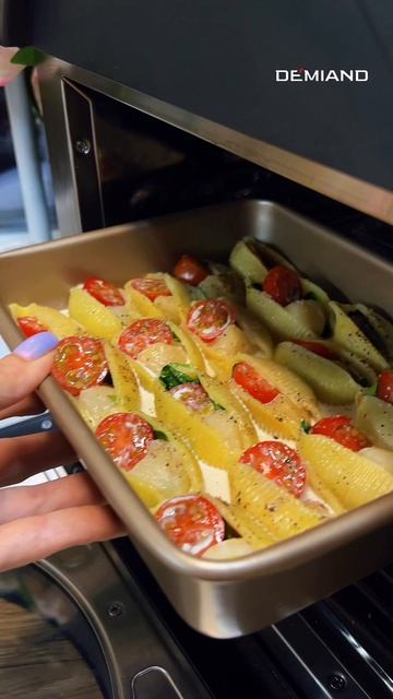 Фаршированные ракушки шпинатом, черри и гребешками 🤤