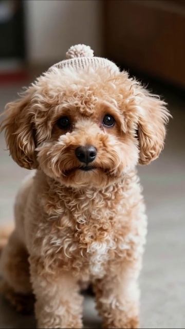 Умилительный песик в шапке собаки милота домашниеживотные