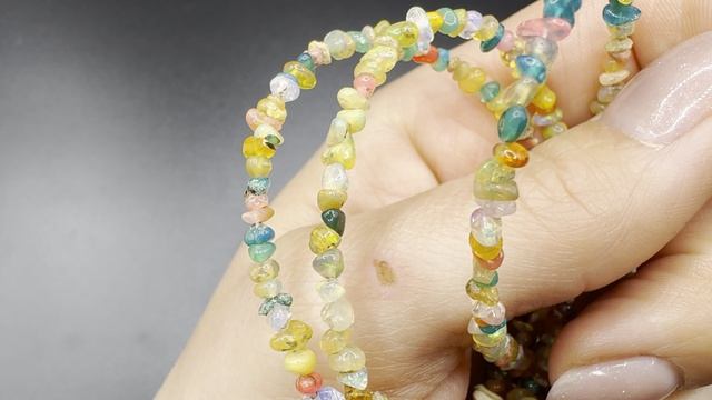 БУС011 Колье с цветными опалами фриформ длина 45см камни 3-4мм