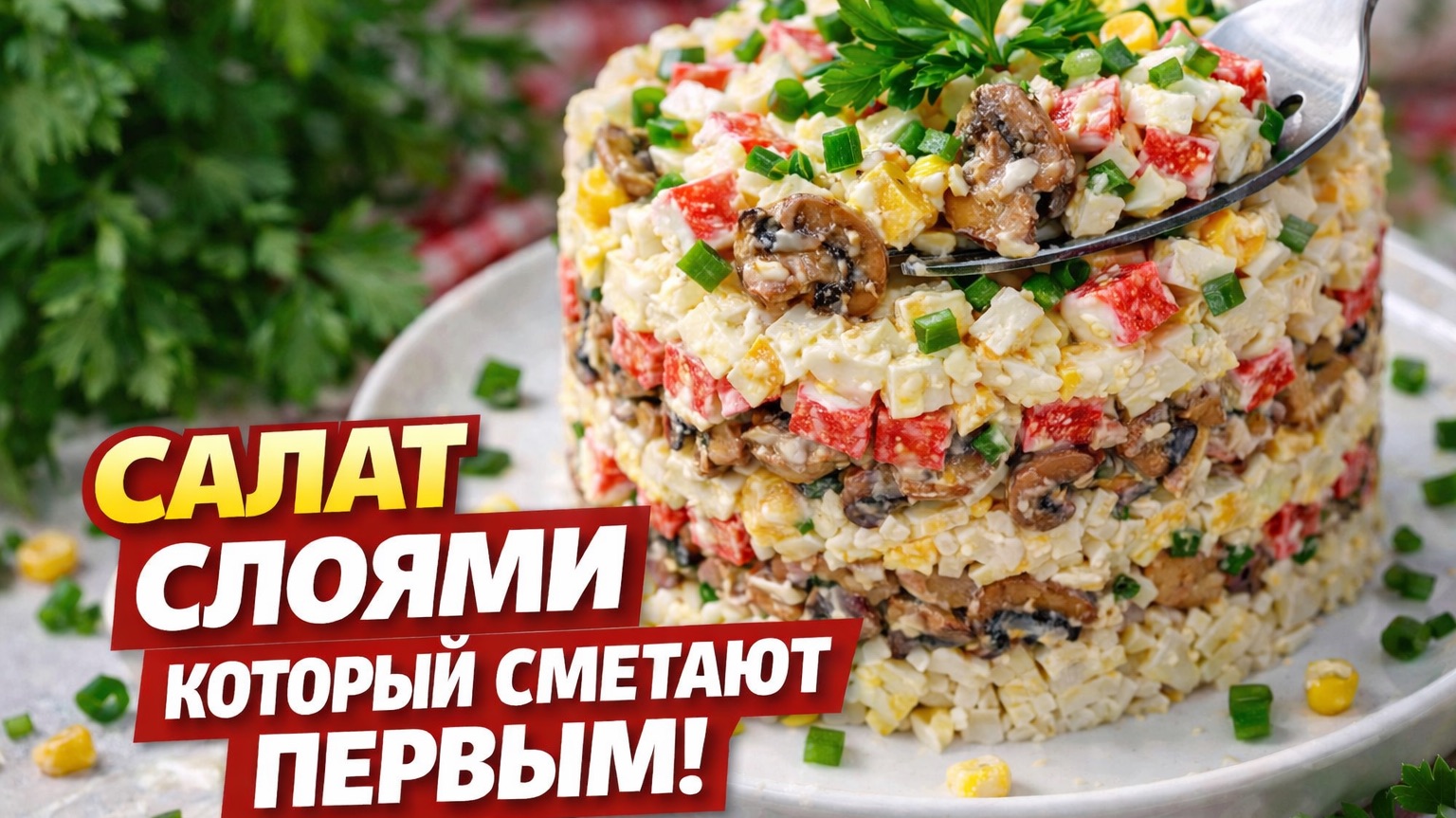 Салат с крабовыми палочками и грибами. Видео 2025 г