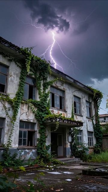 Заброшенное здание под грозой #призраки #гром #заброшенные地方