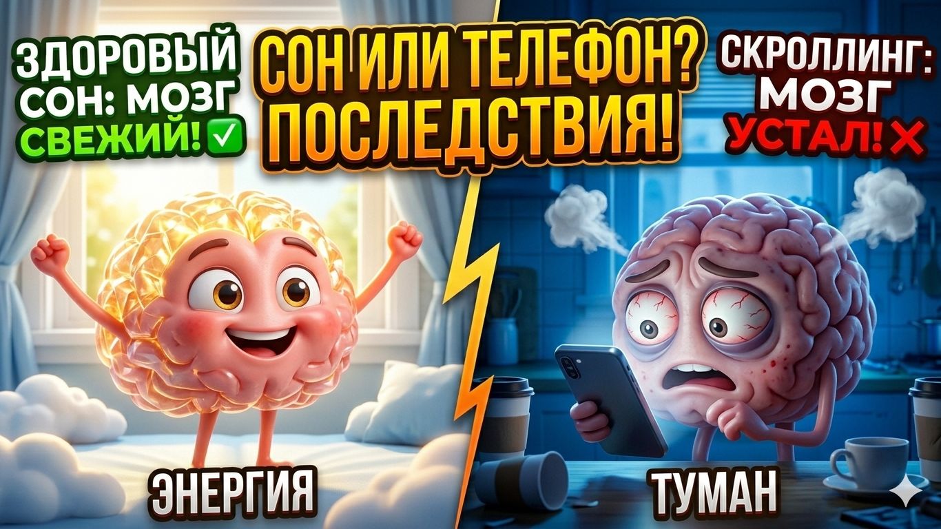 А что если сидеть в телефоне всю ночь? Мозг в шоке! 