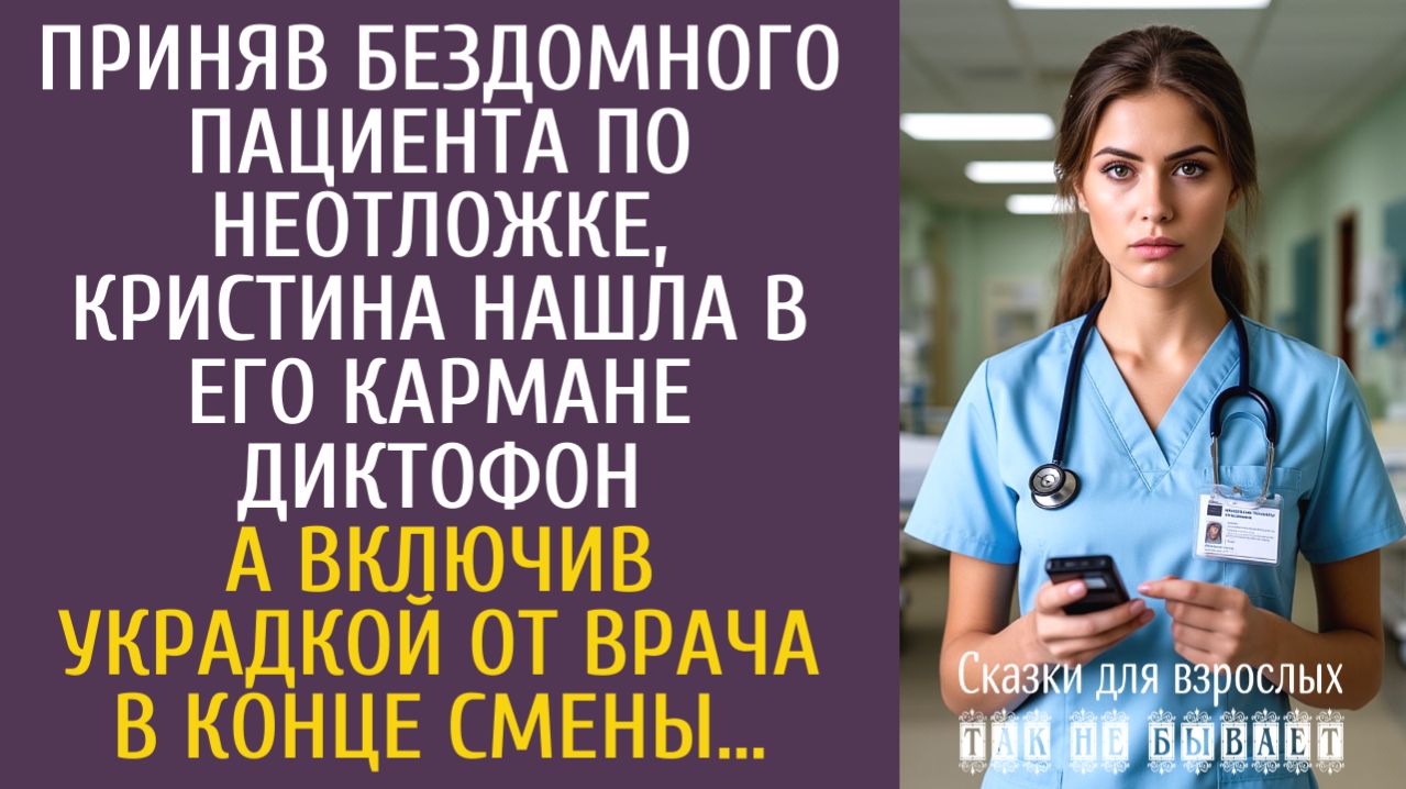 Истории из жизни Приняв бездомного пациента по неотложке, Кристина нашла в его кармане диктофон…