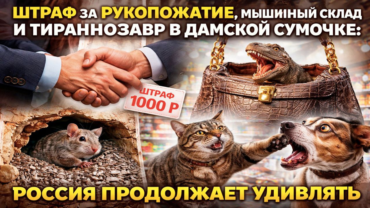 Сумка из динозавра за 50 млн и суд из-за крепкого рукопожатия: самые безумные новости недели из РФ