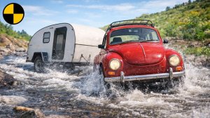 Машины едут через бурную реку | BeamNG Drive