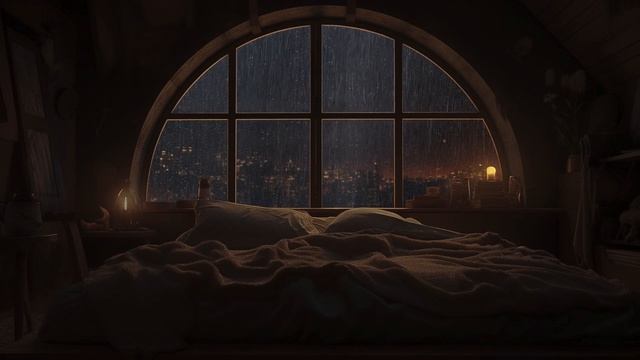 Звуки дождя 🌧️ Уютная атмосфера дождя за окном. Темное видео для расслабления и глубокого сна смотреть онлайн