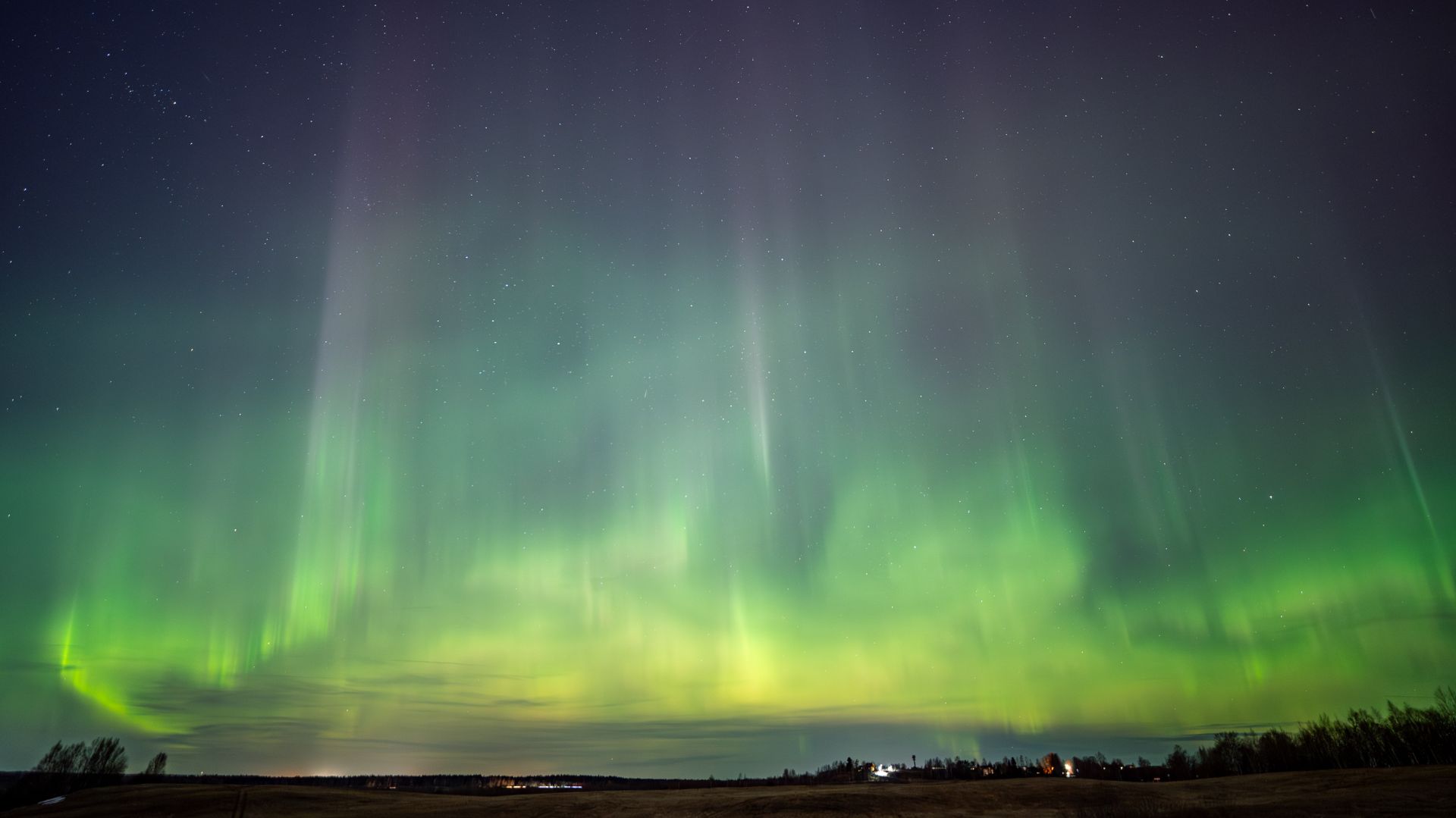 Северное сияние 22 марта 2026г - живое видео без ускорения 1080p