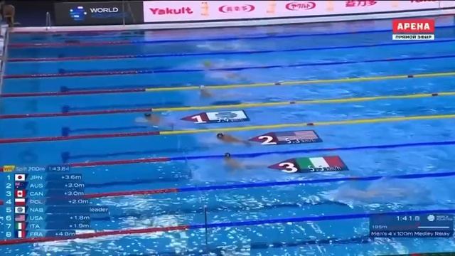 🏊♂️Мужская эстафета 4х100 комплексное плавание  🥇Россия - 3.18,68  МИРОВОЙ РЕКОРД🚀
