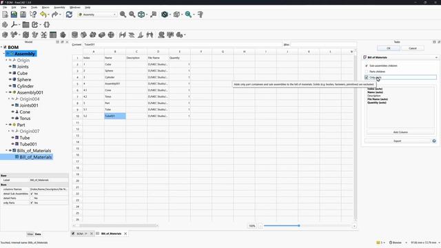 Учебное пособие по сборочному чертежу FreeCAD Спецификация и воздушные шары (FreeCAD 1.1)