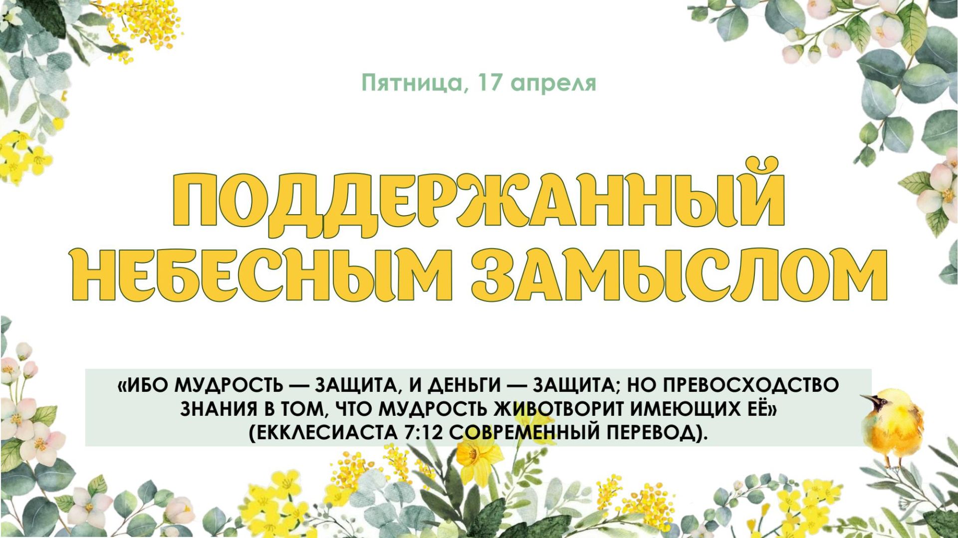 Поддержанный небесным замыслом