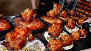 Паста с целой курицей, приготовленная на каменной плите при 230 градусов - корейская уличная еда