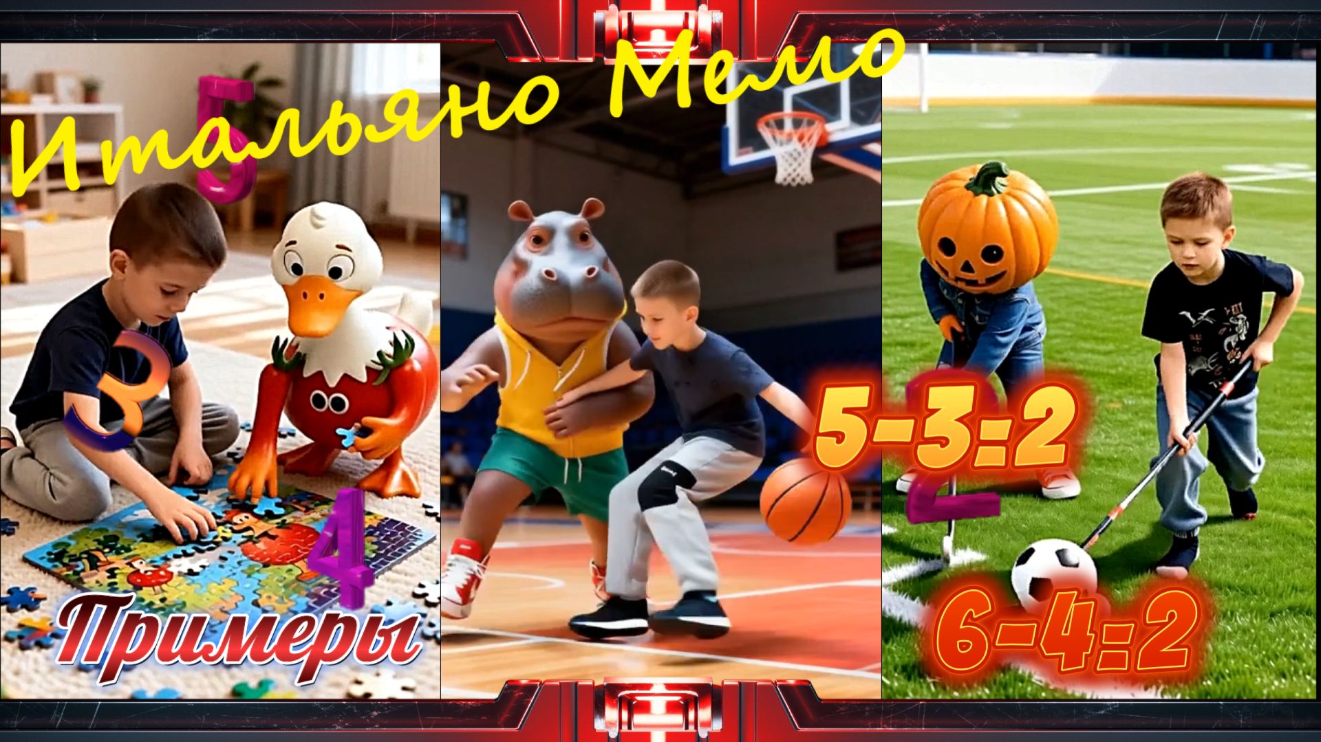 Итальяно мемо Примеры на вычитание Уроки с Мишей Мультики