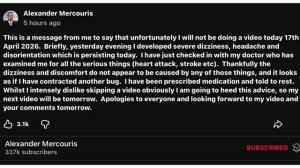 2026-04-17 Alexander Mercouris important notice. Wish him good health.