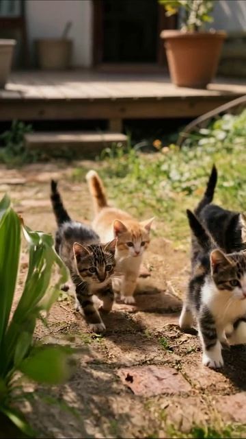 Очаровательные котята на прогулке #котята #приключения #домашниеживотные