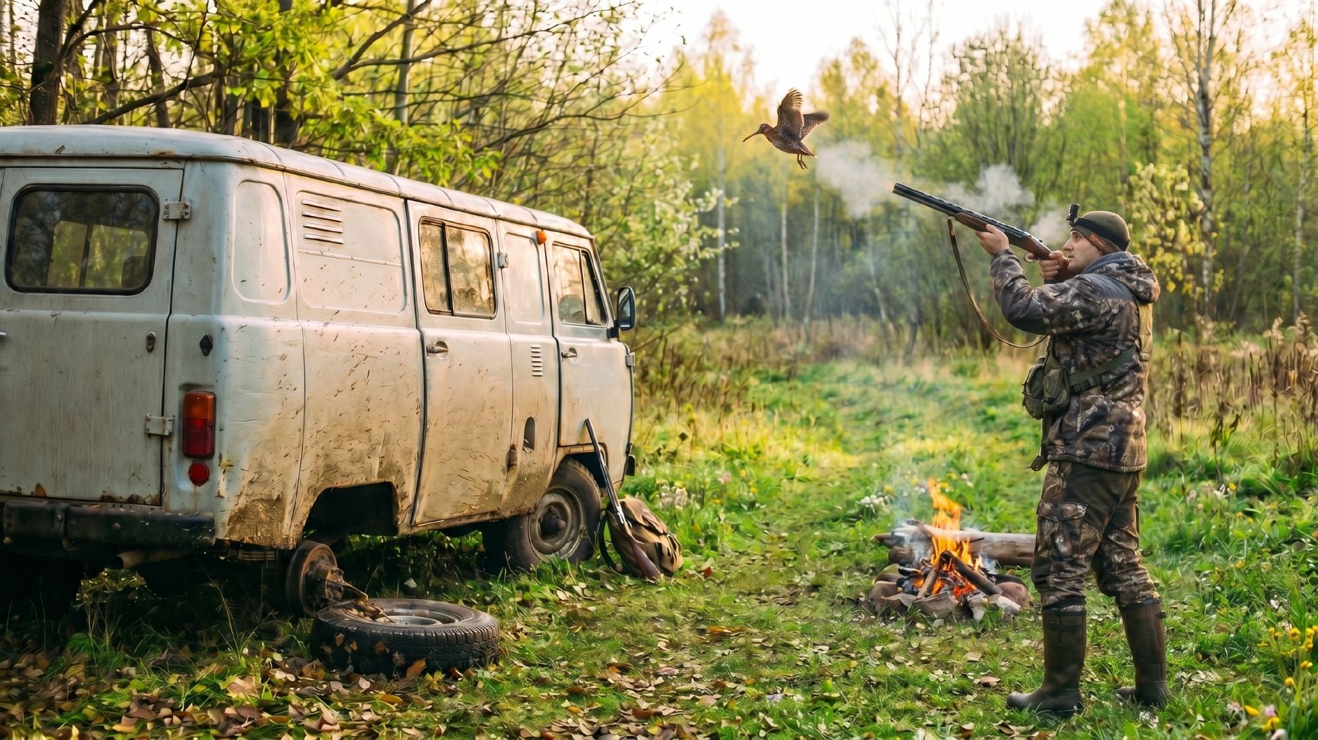 весенняя охота 2026 вальдшнеп  ОТОРВАЛО КОЛЕСО НА УАЗ ЧУТЬ НЕ СБИЛ ПЕШЕХОДА