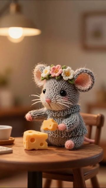 Милое мышонок с сыром вязанаяигрушка творчество мягкаяигрушка