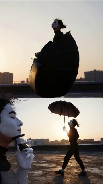 Танец с зонтом на закате #артист #мим #красота