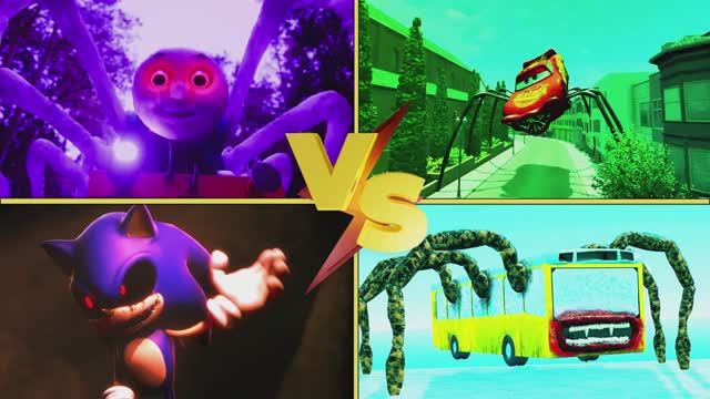 СОНИК EXE И ПАРОВОЗИК ТОМАС  МОЛНИЯ МАКВИН И АВТОБУС МУЛЬТИК БИТВА 251