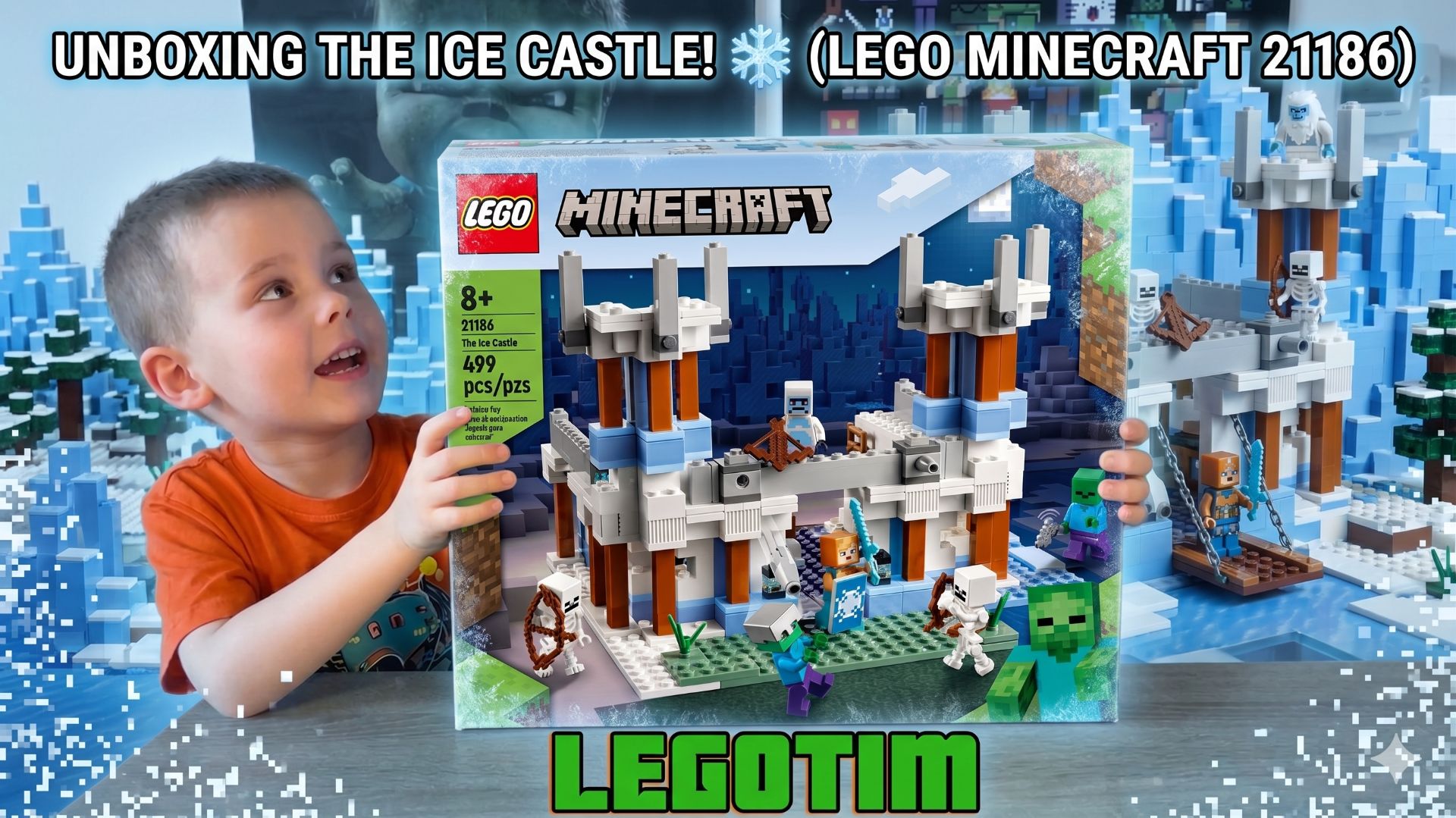 Тимур собирает Лего Майнкрафт набор Ледяной Замок 21186