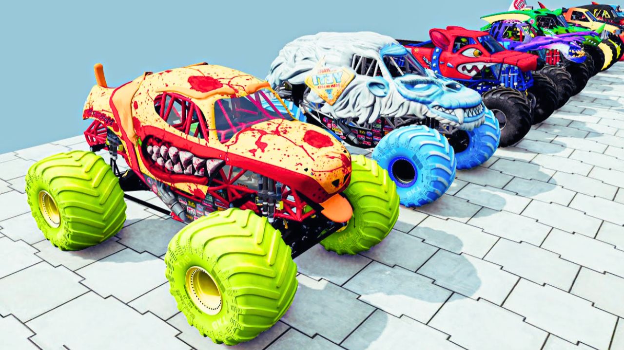 МУЛЬТИКИ ПРО МАШИНКИ Эпические прыжки и столкновения на скоростном монстр-траке Beamng Drive 128